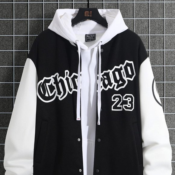 Black Mens Chicago Bomber Jacket - Picture 1 of 5